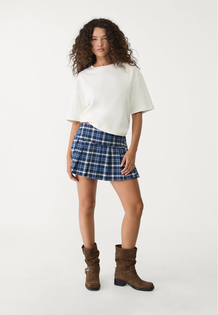 falda pantalon mini tablas cuadros
