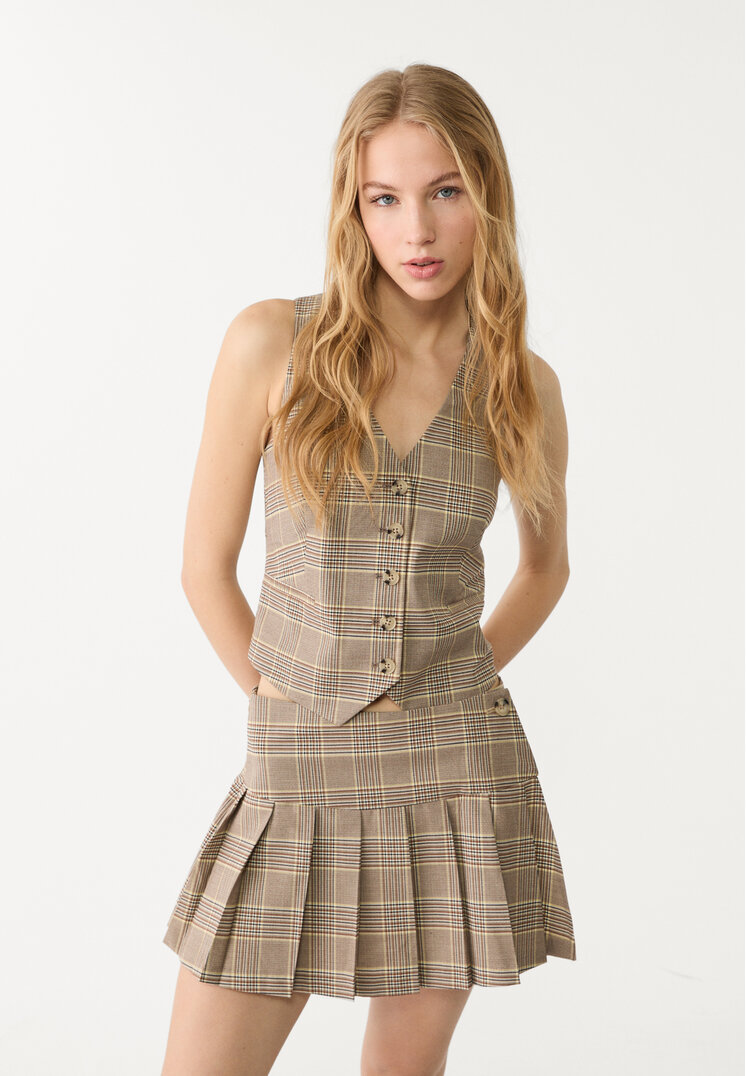 falda pantalon mini tablas cuadros