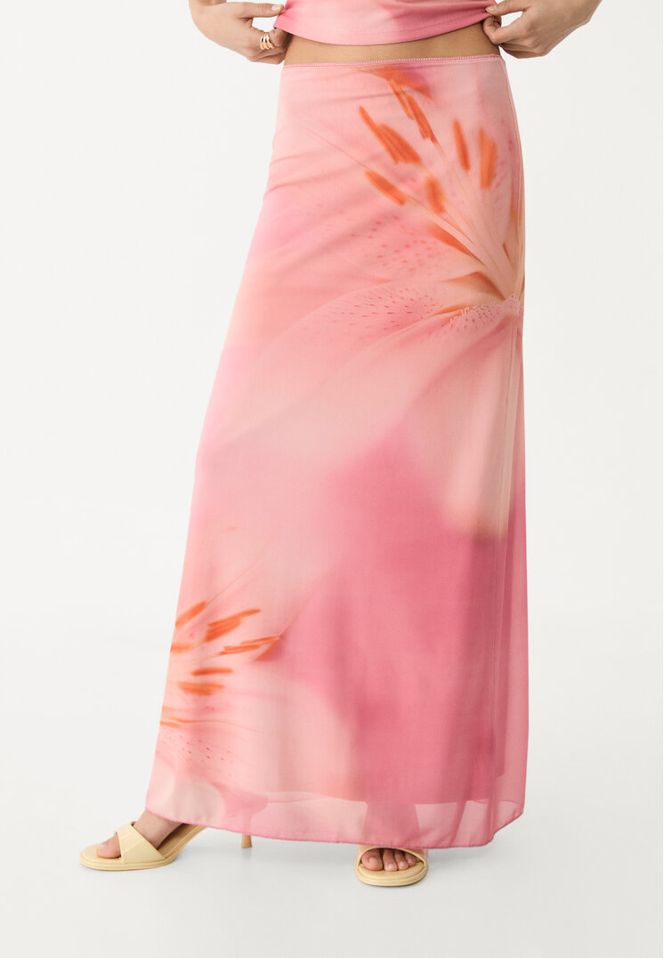 falda midi tul estampado