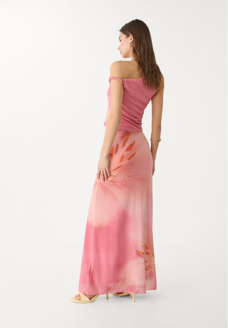 falda midi tul estampado