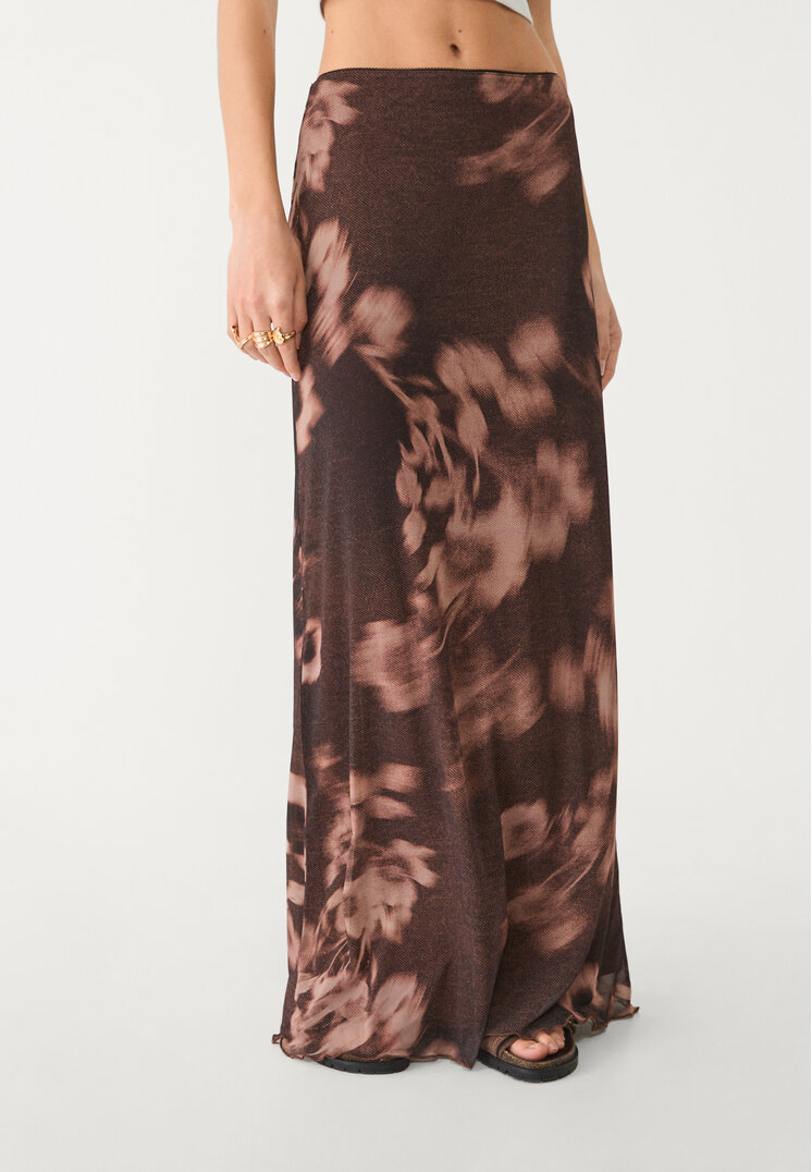 falda midi tul estampado