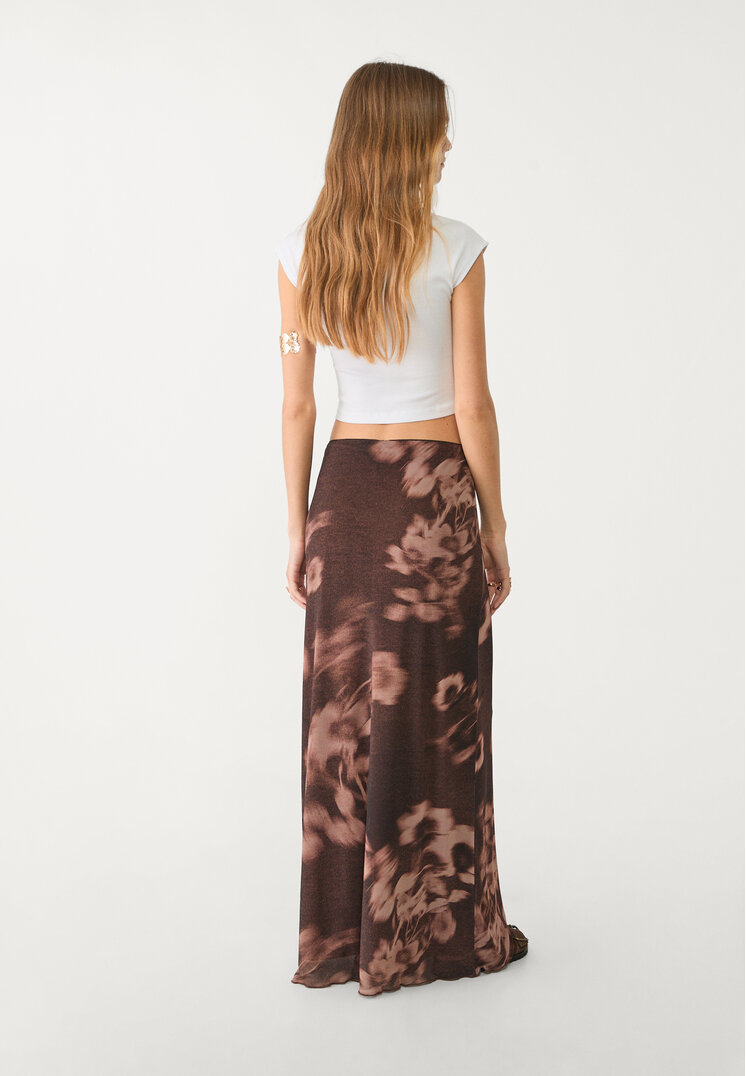 falda midi tul estampado