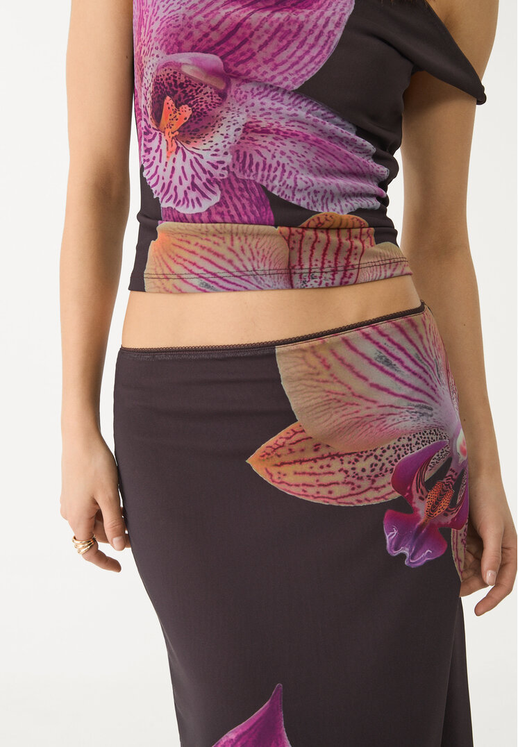 falda midi tul estampado