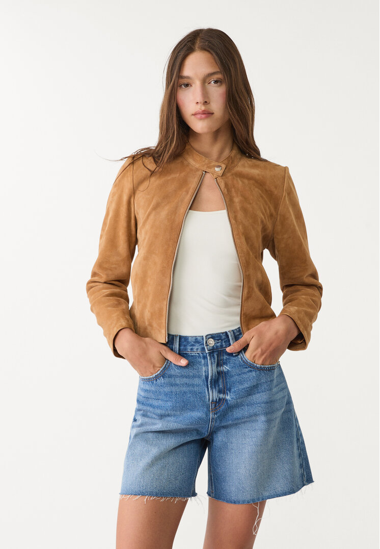 Stradivarius D93 Pantaloni Scurți Longline Din Denim Denim 36
