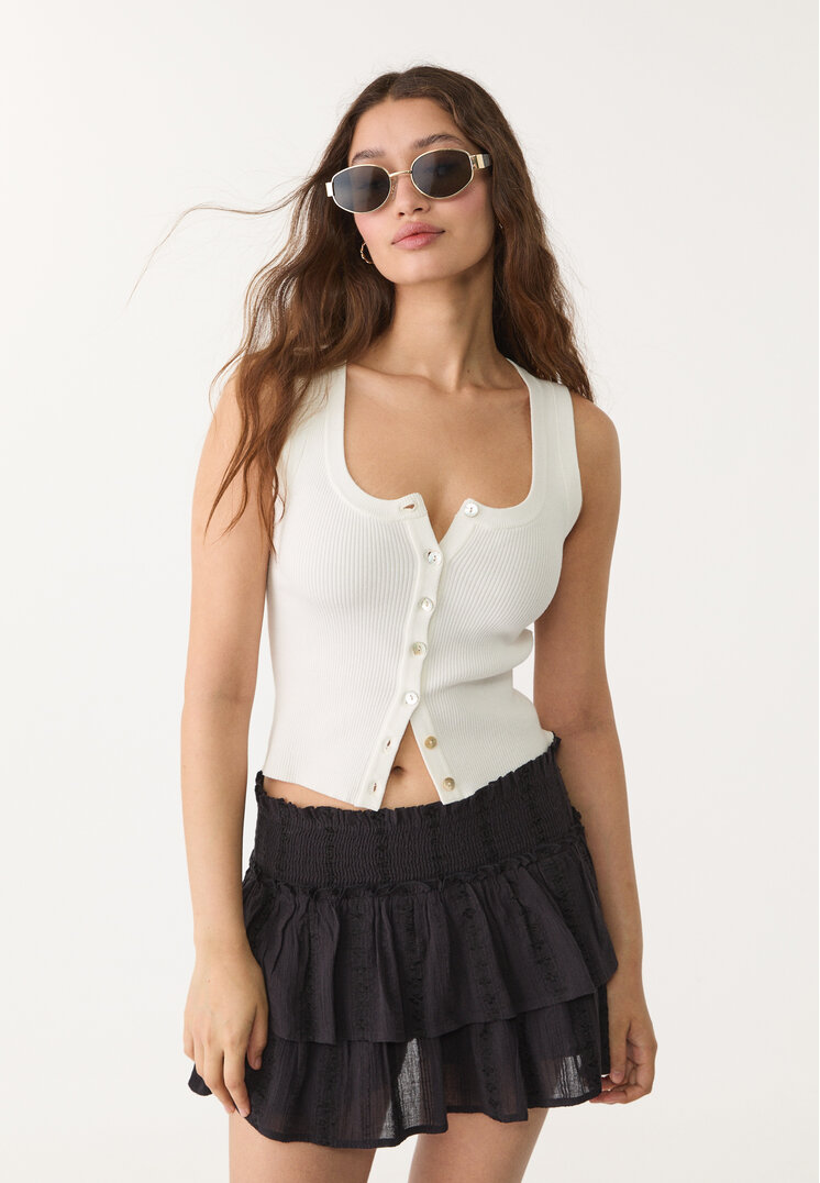 falda pantalon fluida volantes