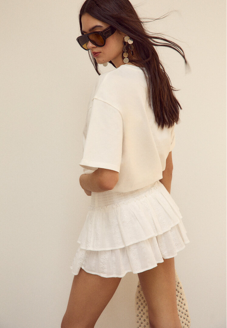 falda pantalon fluida volantes