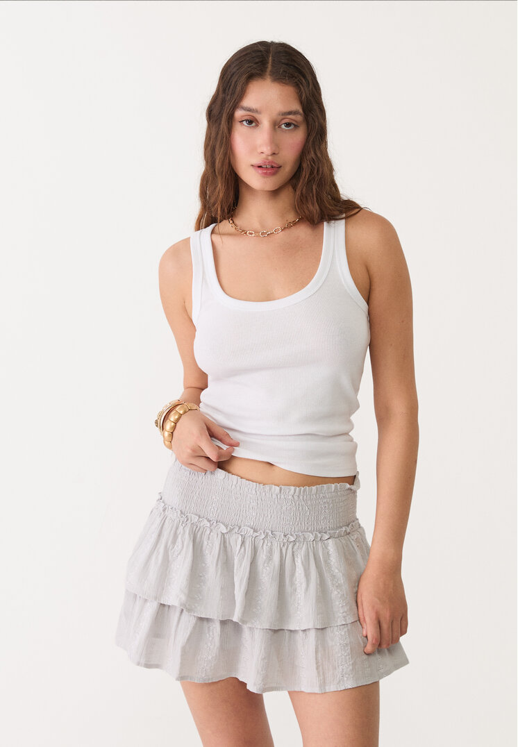 falda pantalon fluida volantes
