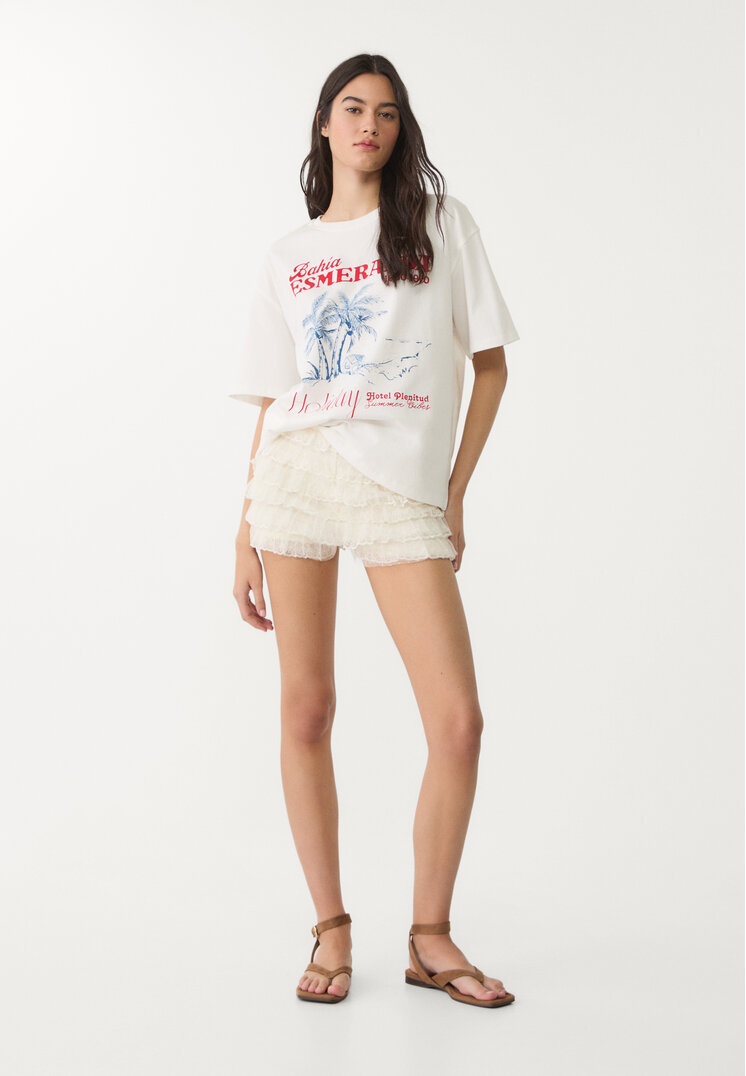 shorts volantes encaje