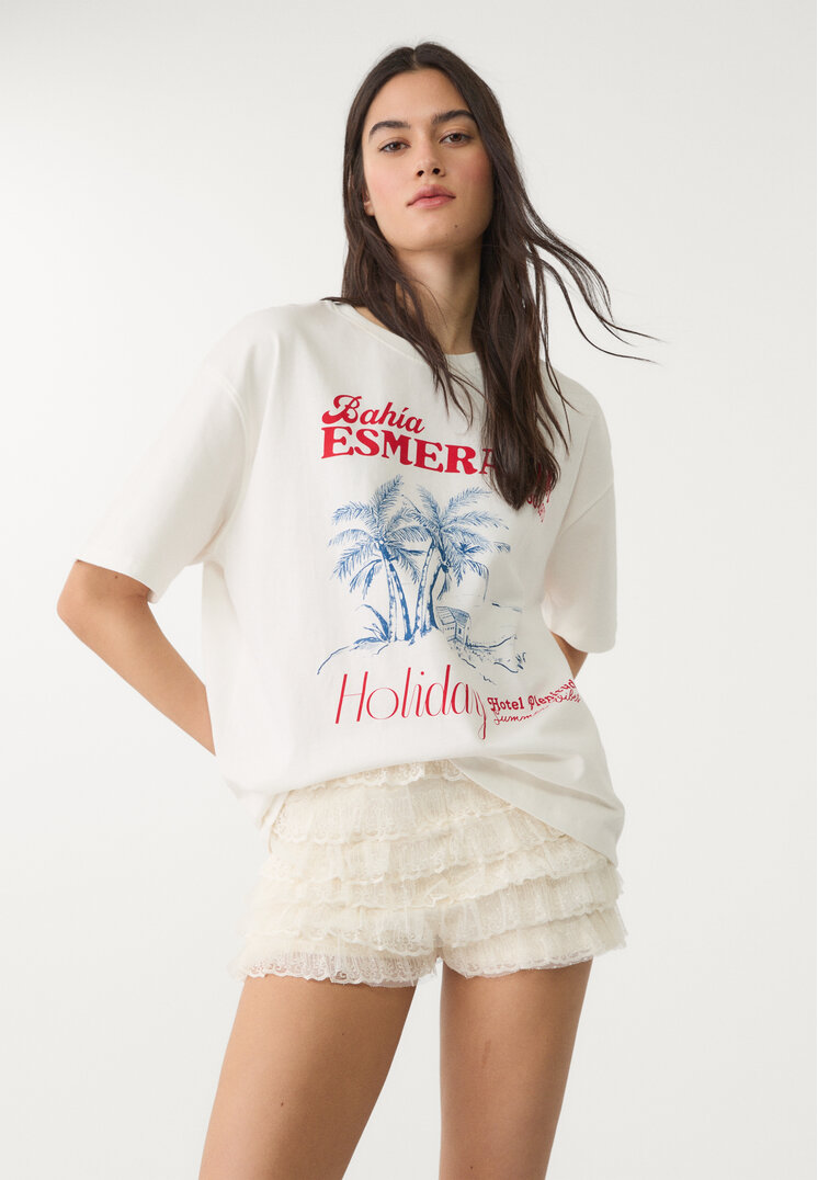 shorts volantes encaje