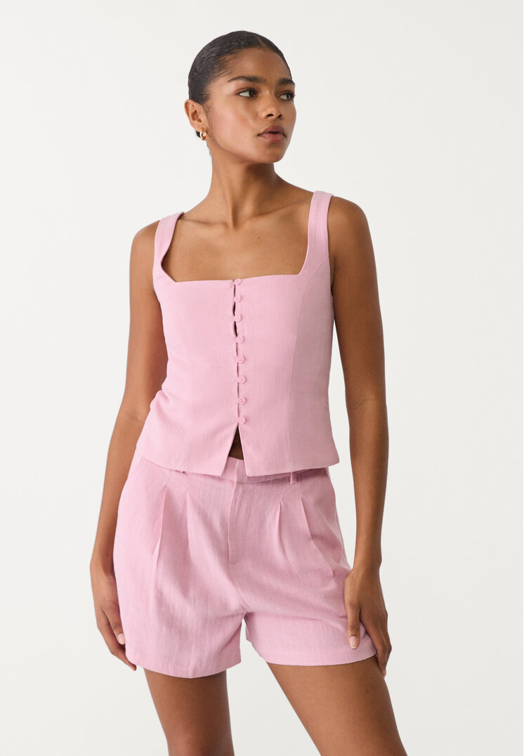 shorts fluido con lino
