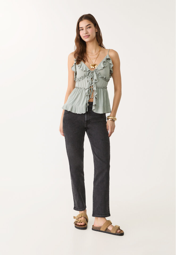 Stradivarius 1465 Blugi Mom Slim Denim Negru 40