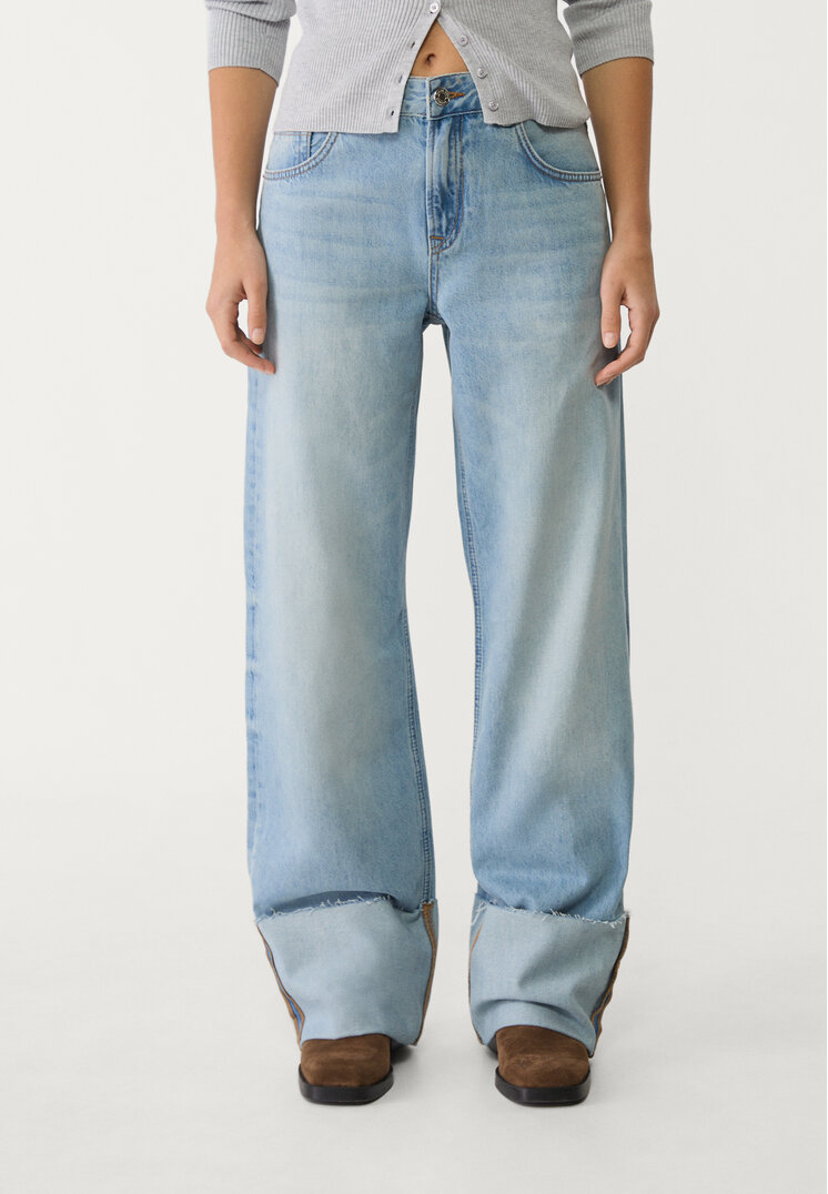 jeans wide leg folded