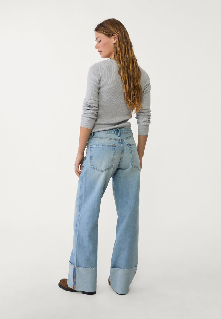 jeans wide leg folded