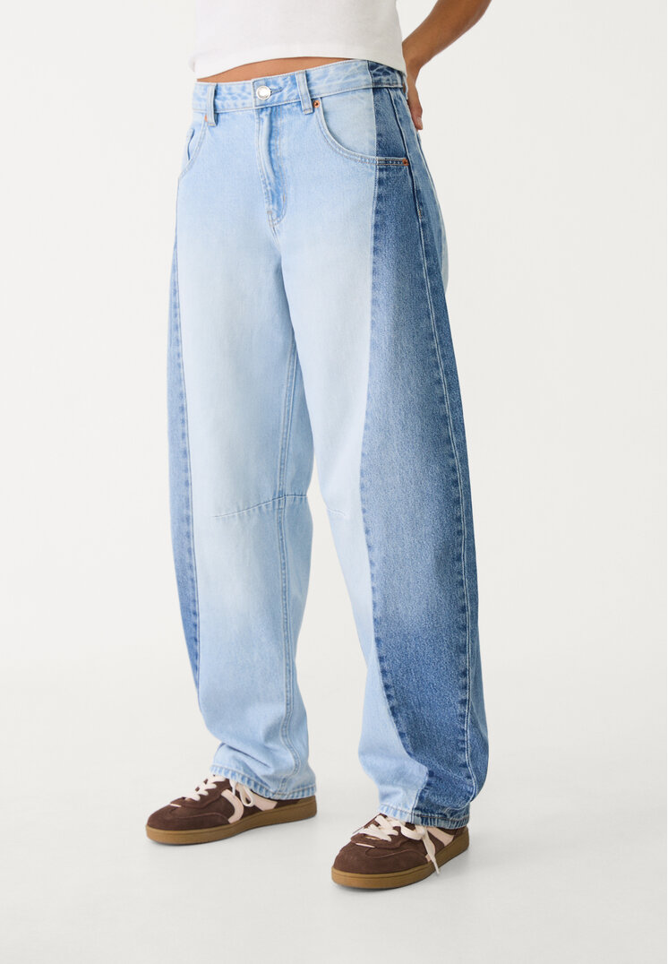 jeans barrel balloon fit contraste