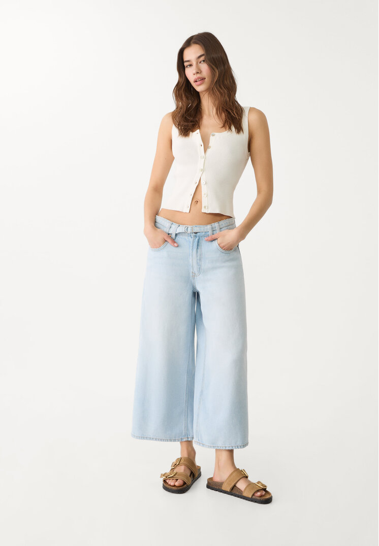 jeans culotte fluido cinturon