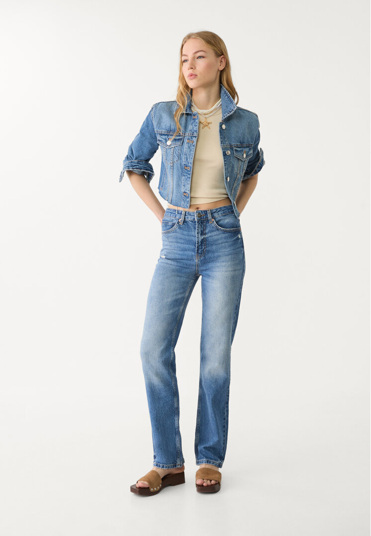 d98 jeans straight efecto vintage