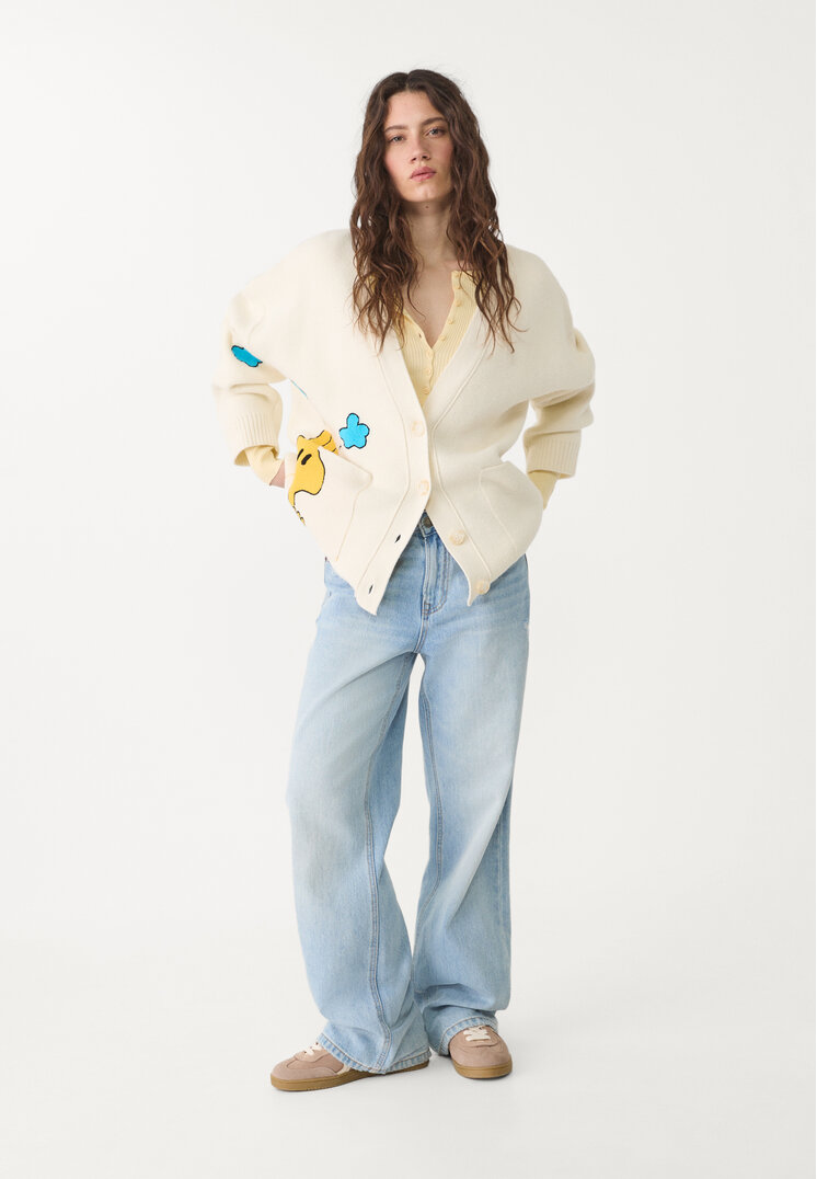 chaqueta oversize punto snoopy