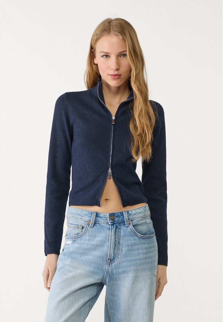 chaqueta de punto ajustada con cremallera