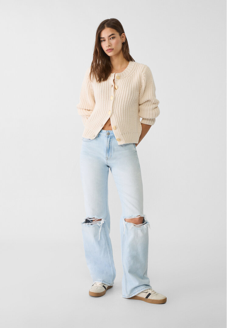 chaqueta de punto botones dorados