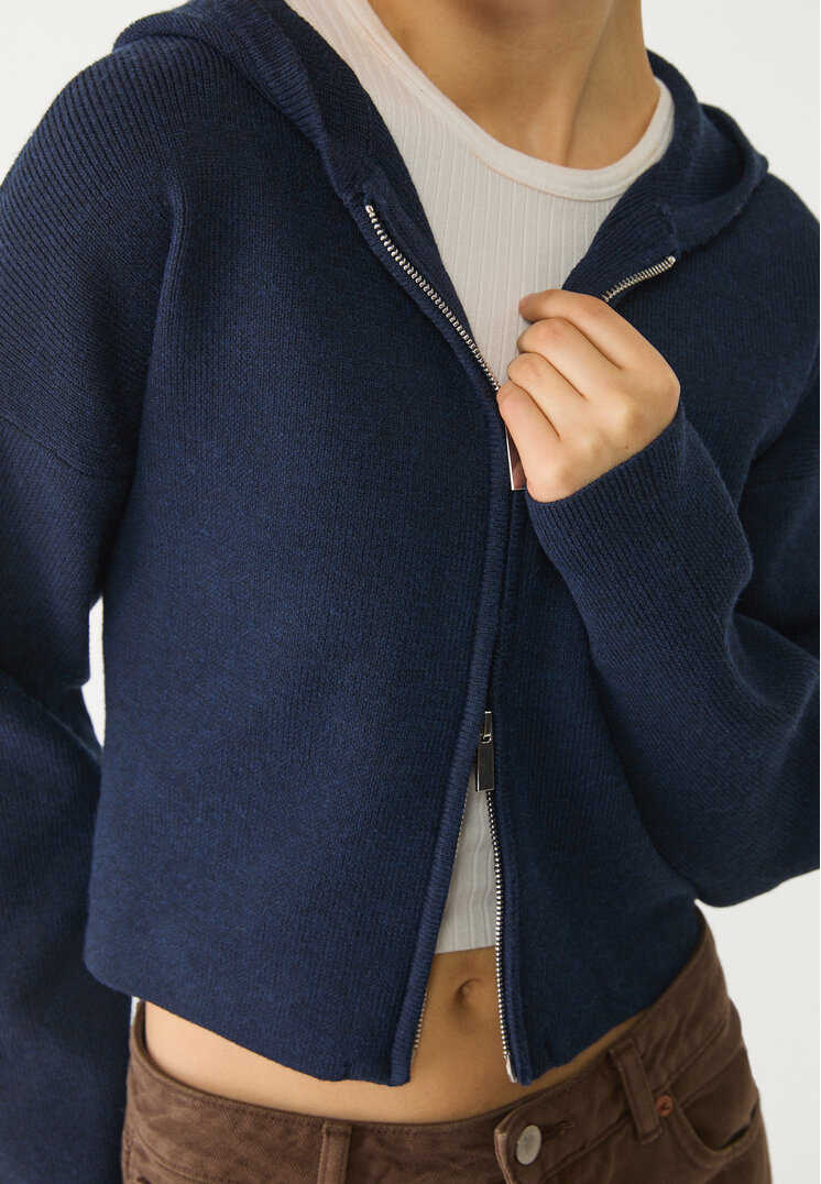 chaqueta capucha punto cremallera