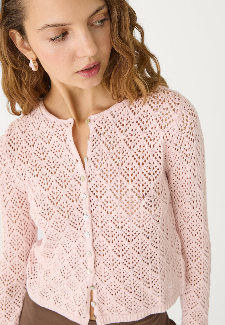 chaqueta botones punto calado