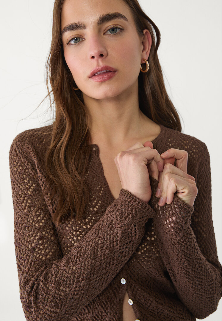chaqueta botones punto calado