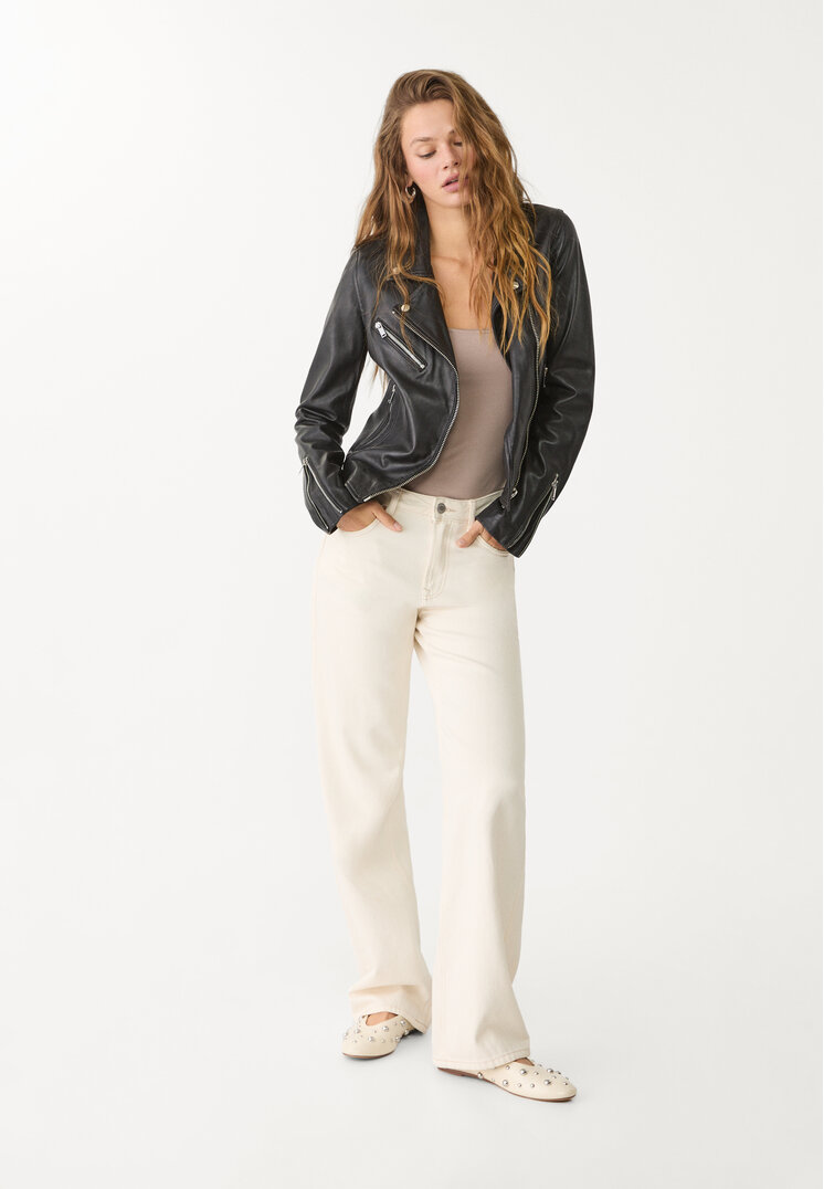 cazadora biker piel