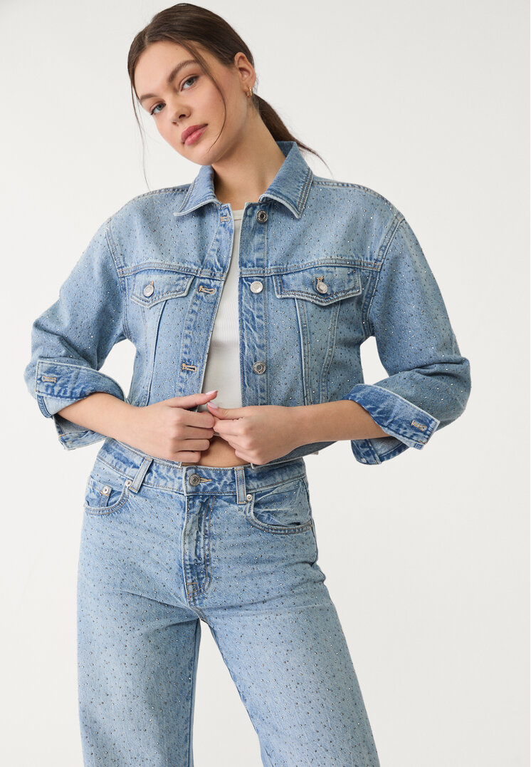 cazadora denim brillos