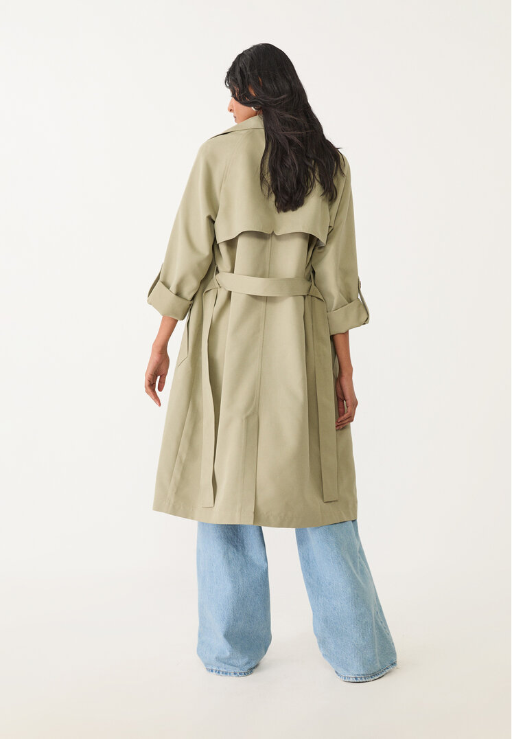trench fluido largo cinturon