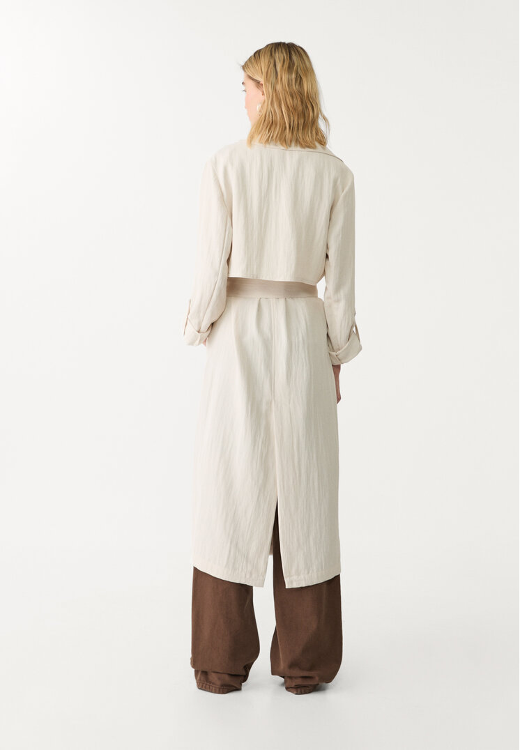trench fluido largo cinturon