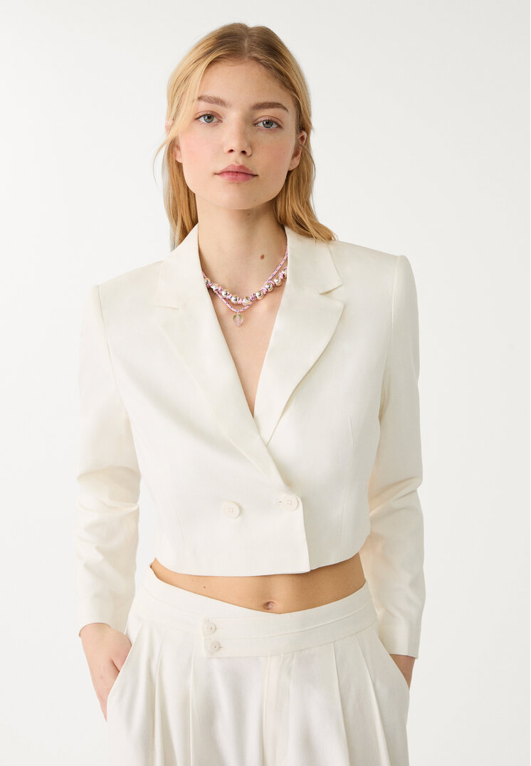 americana cropped lazada espalda con lino
