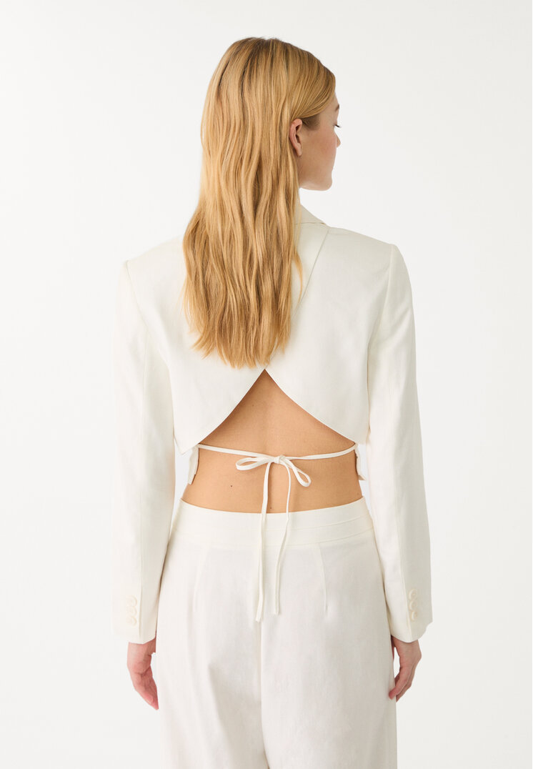 americana cropped lazada espalda con lino