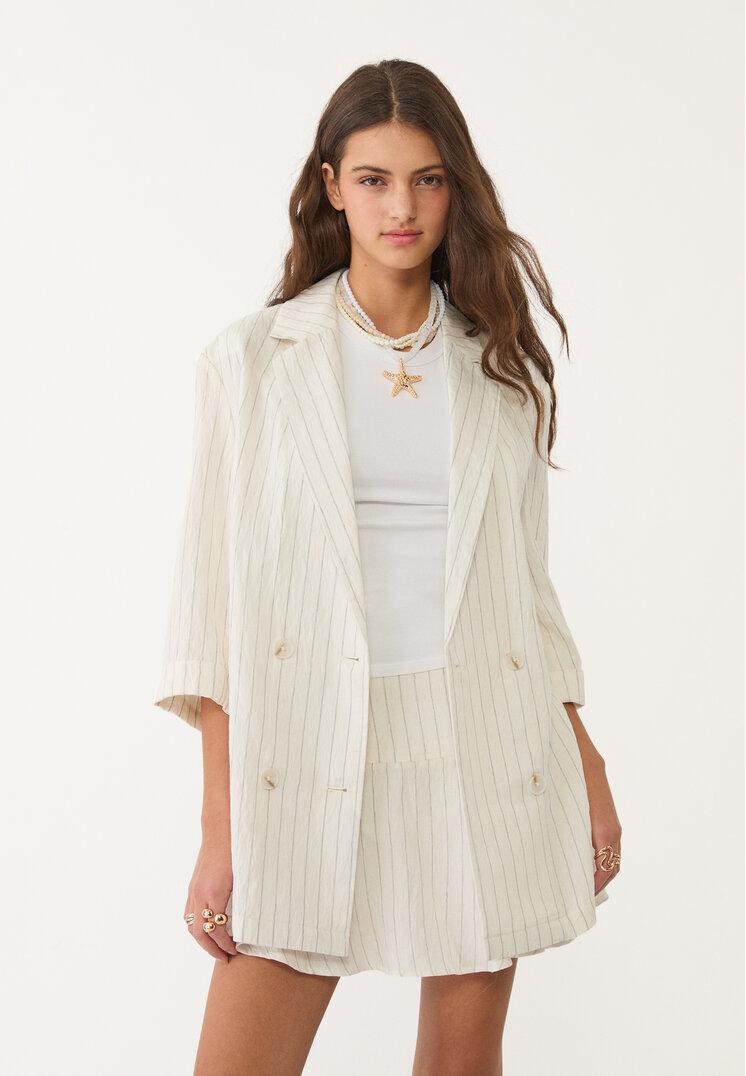 americana kimono rayas con lino