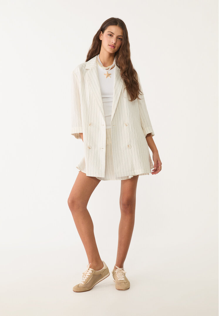 americana kimono rayas con lino