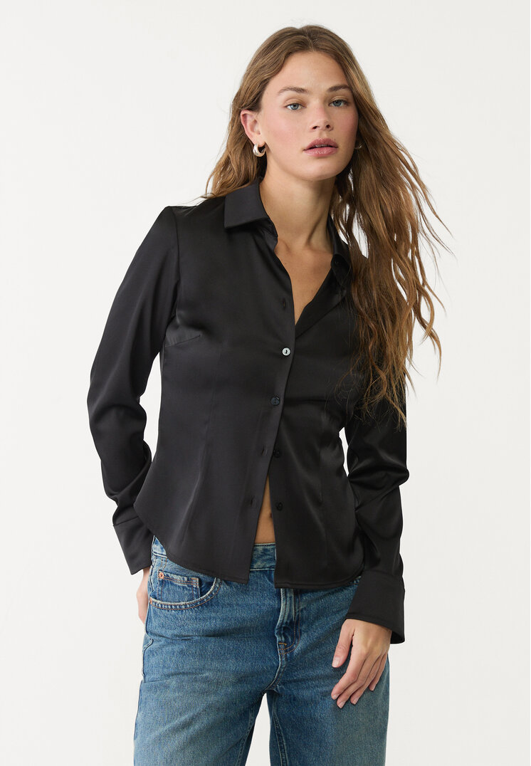 camisa fitted satinada