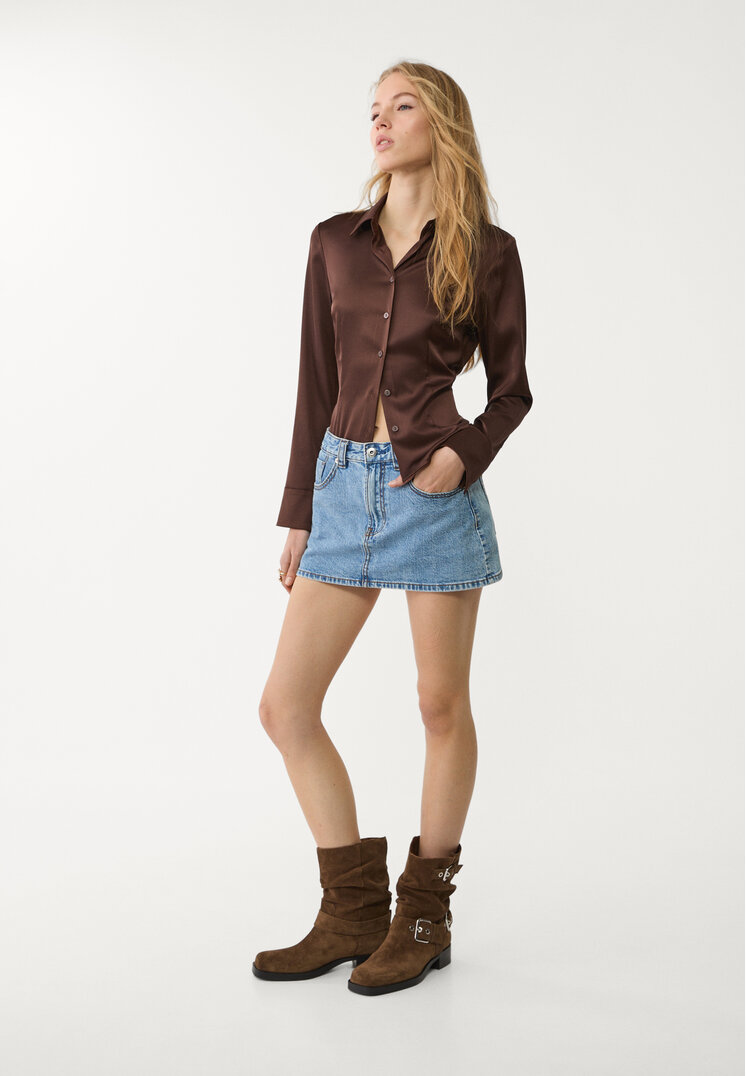 camisa fitted satinada