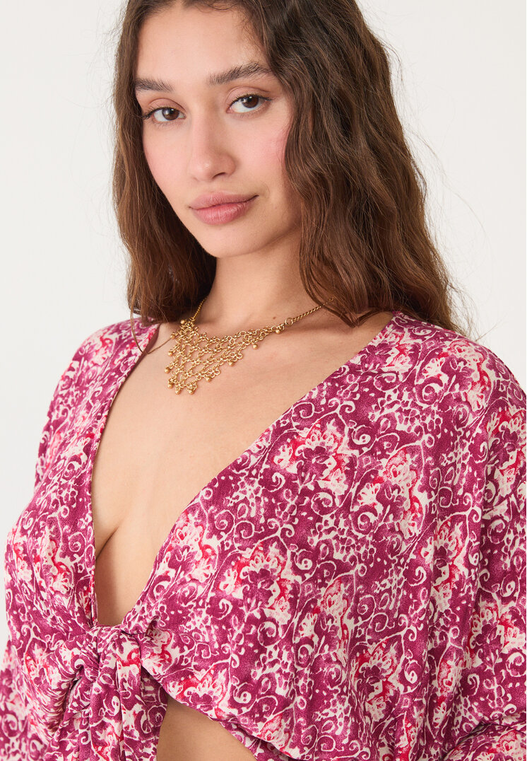 blusa fluida nudo
