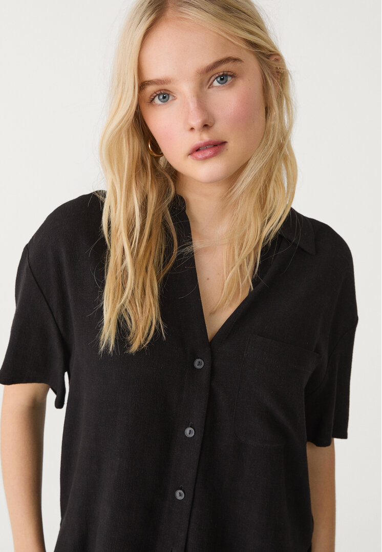 camisa manga corta con lino