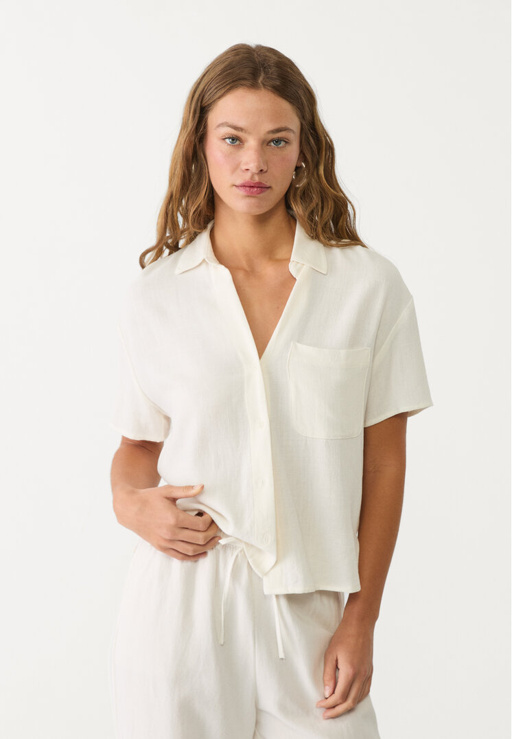 camisa manga corta con lino
