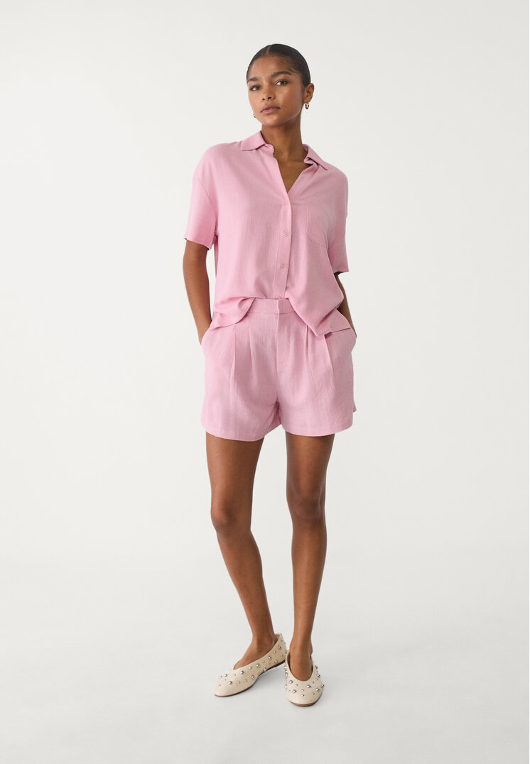 camisa manga corta con lino