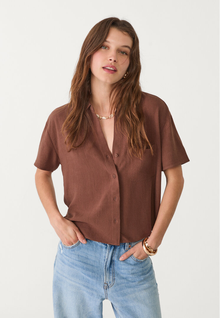 camisa manga corta con lino