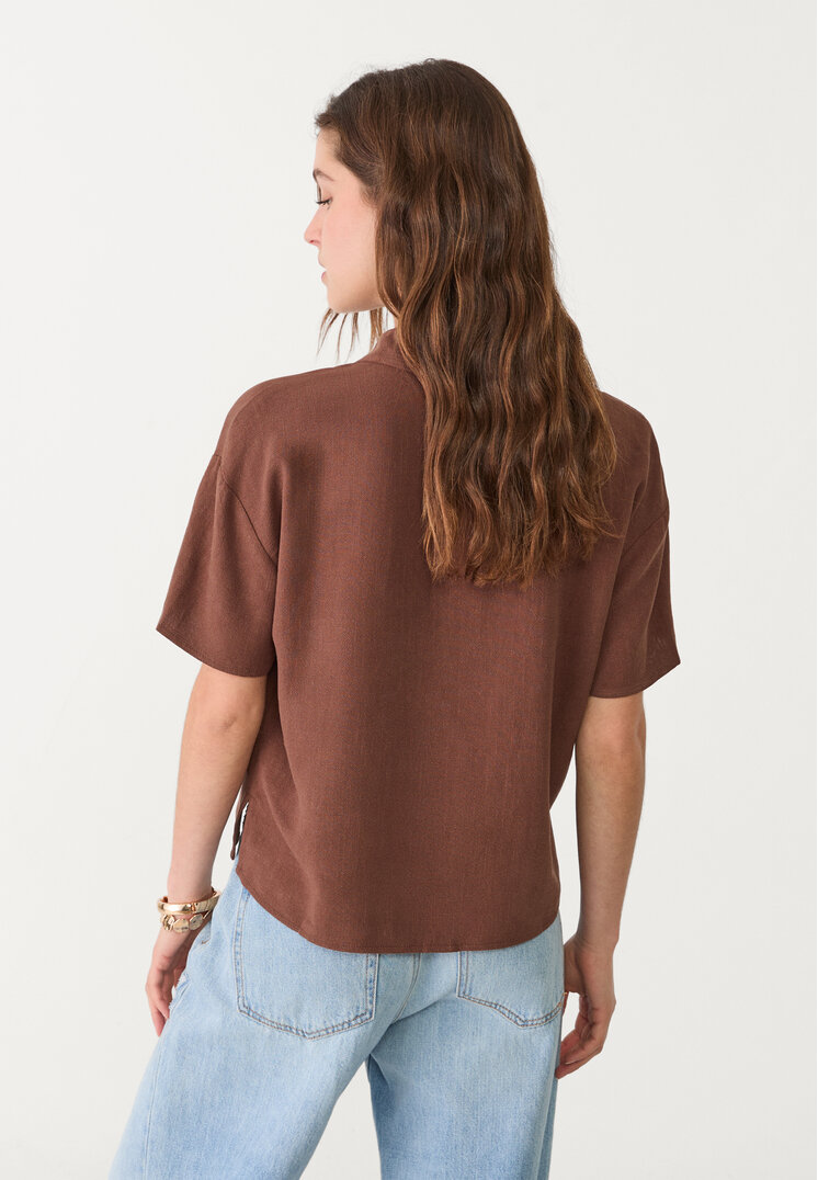 camisa manga corta con lino