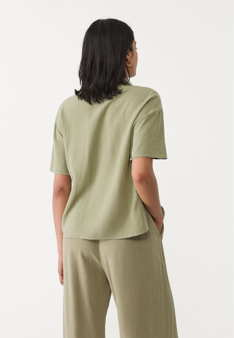 camisa manga corta con lino