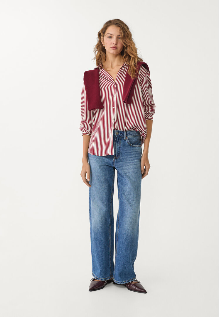 camisa saten cuello solapa
