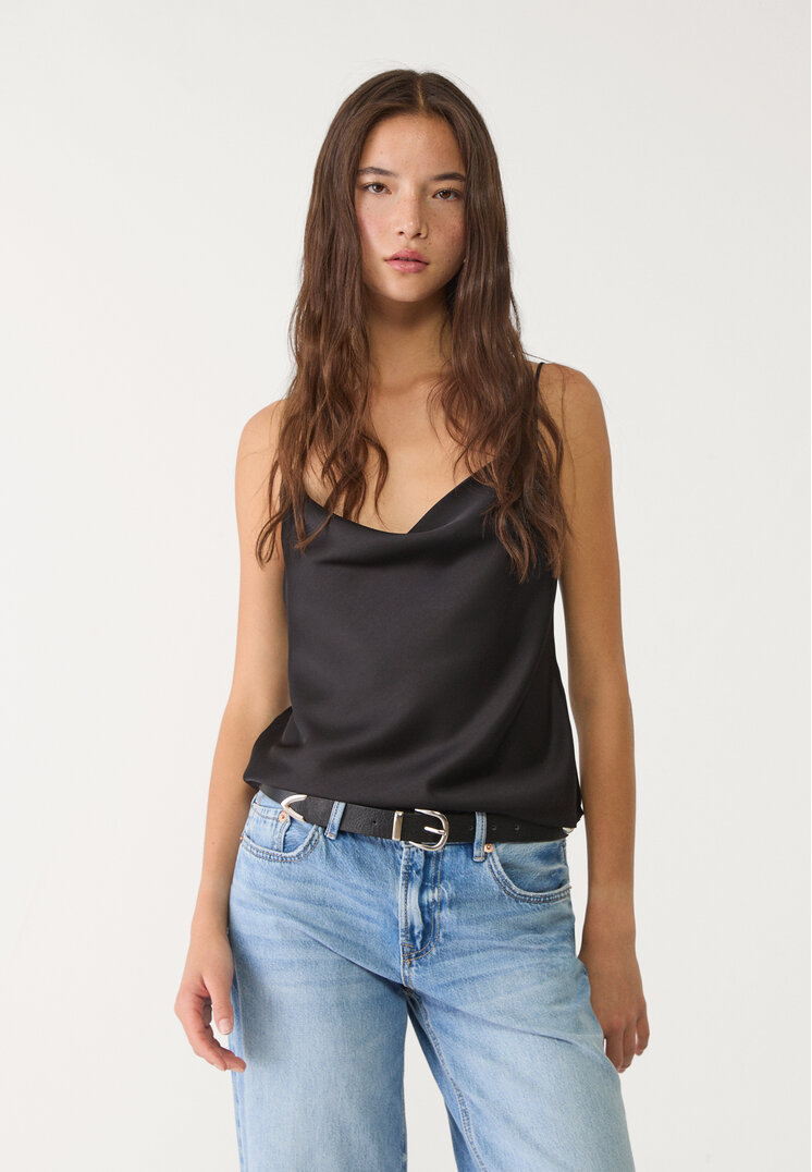 top satinado tirantes