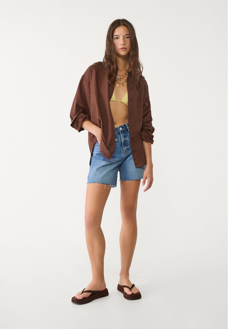 camisa fluida con lino