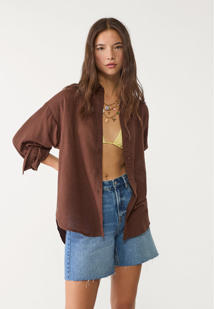 camisa fluida con lino