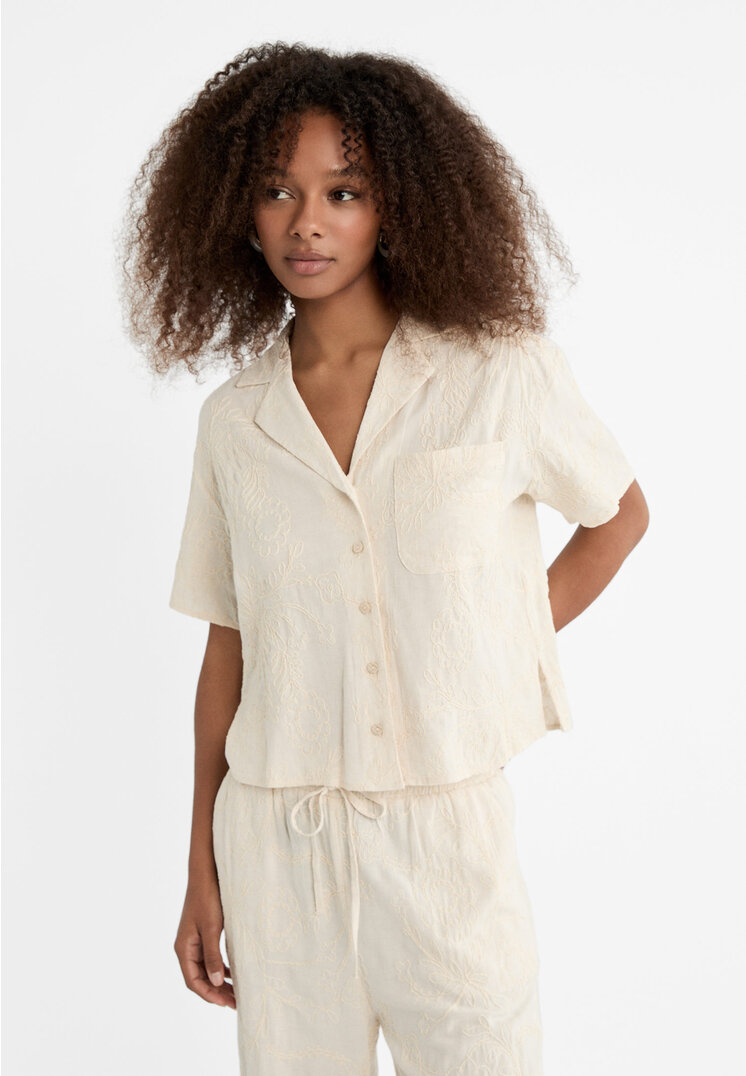 camisa fluida bordada
