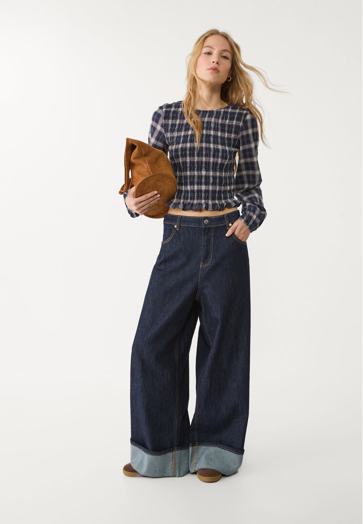 blusa volantes cuadros