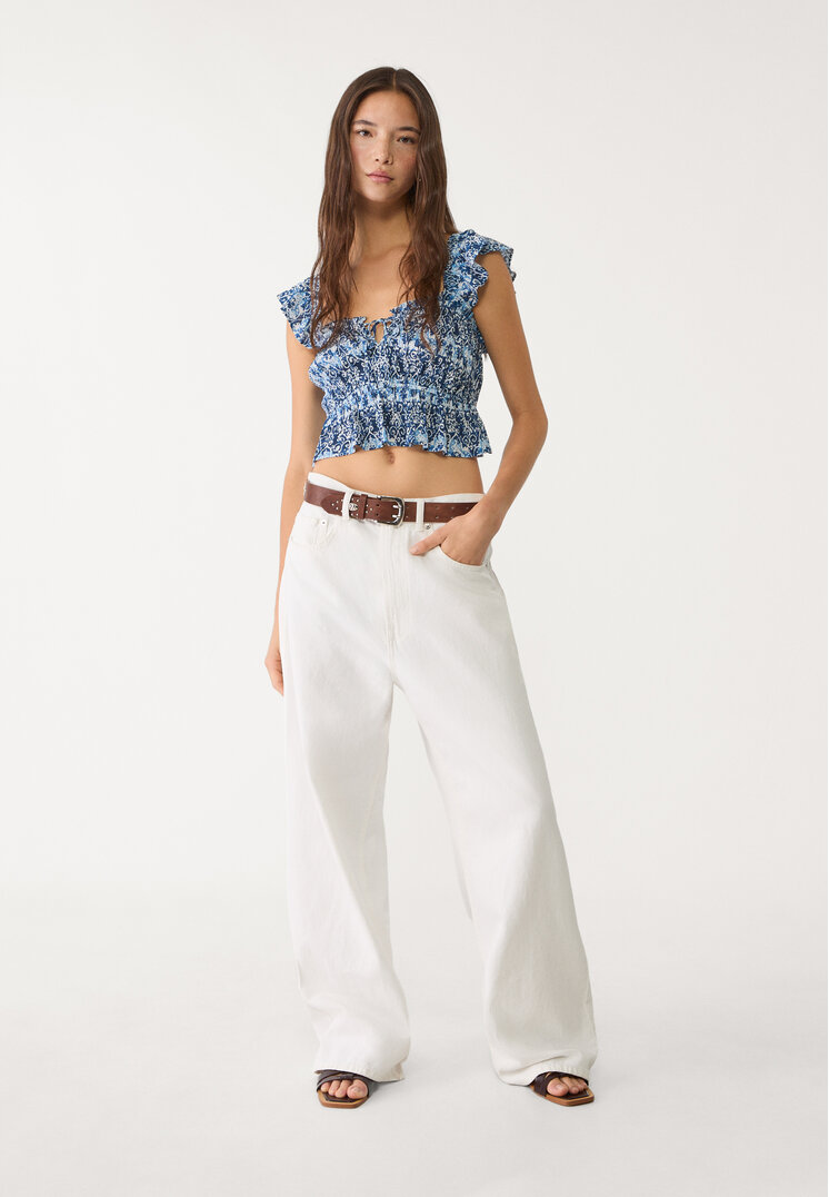 top fluido volantes estampado
